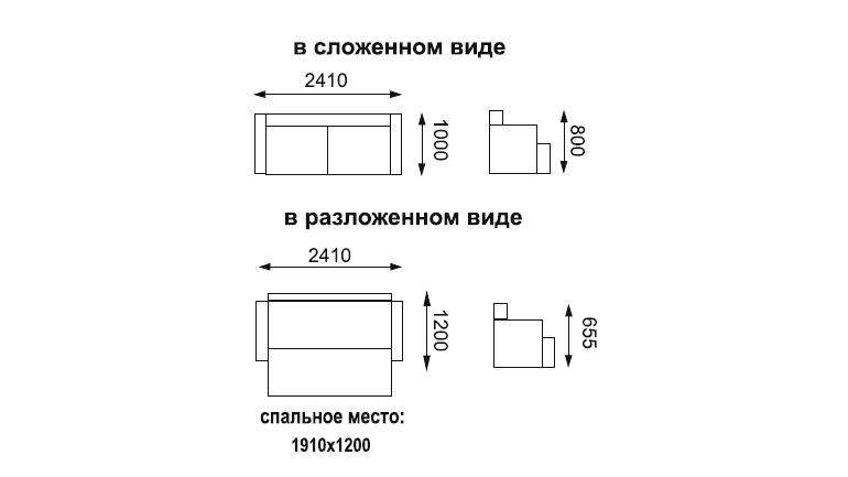 Диван-кровать «Прада» Велюр конго браун размеры