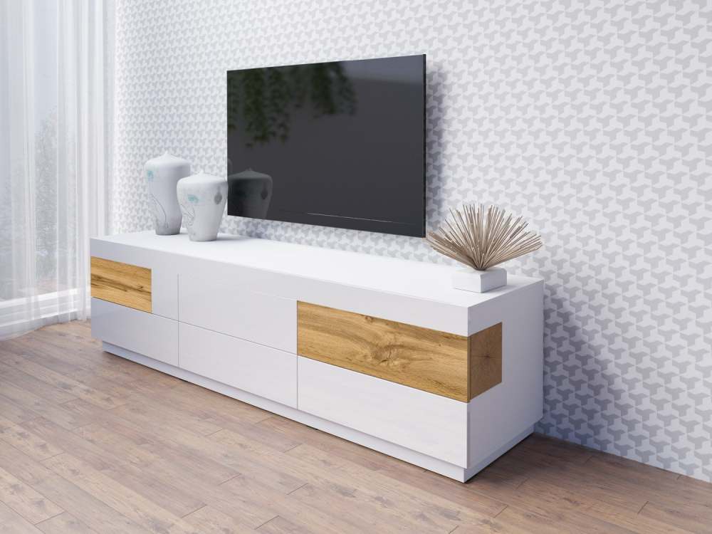 Тумба ТВ «Silke» TV-6S 247JGY typ 40 Белый глянец/Дуб вотан