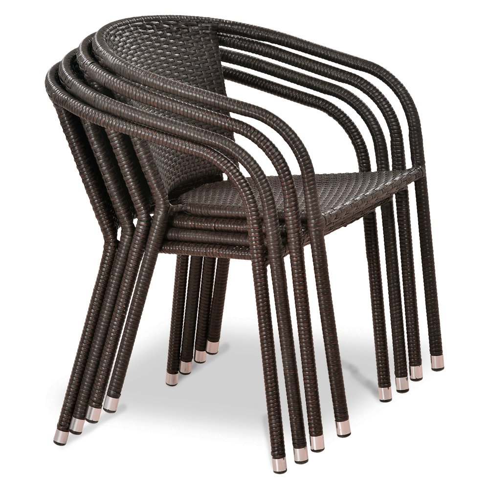 Обеденный комплект плетеной мебели «T282ANS/Y137C» W53 Brown 4Pcs