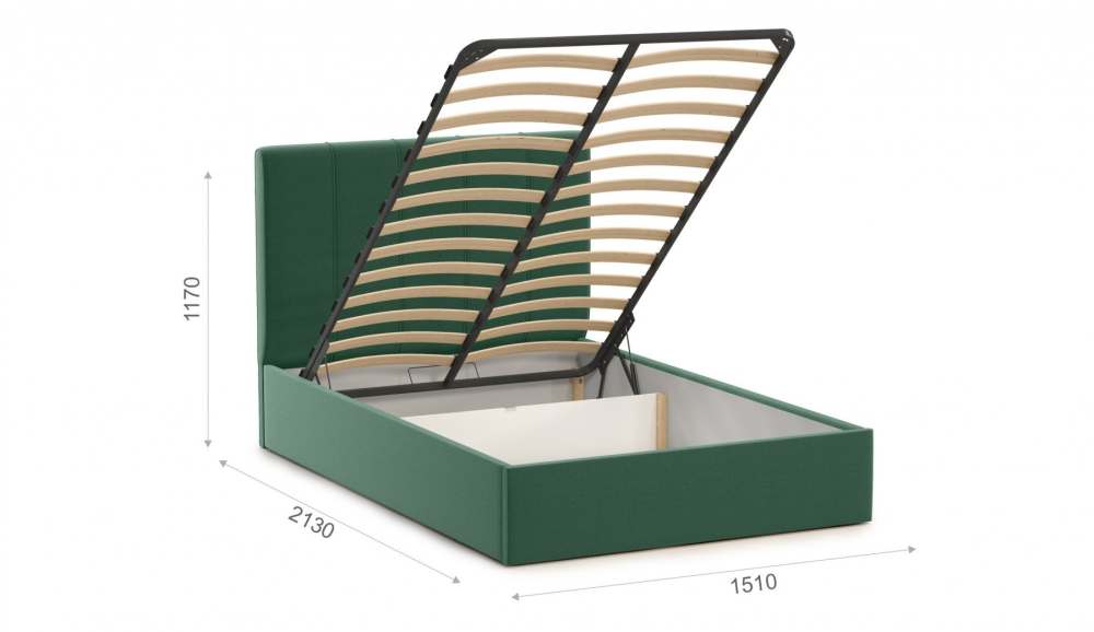 Интерьерная кровать с подъемным механизмом 140 «Джессика» Велюр Amigo green
